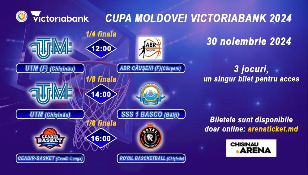 Cupa Moldovei VICTORIABANK 2024: Baschet la Arena Chișinău