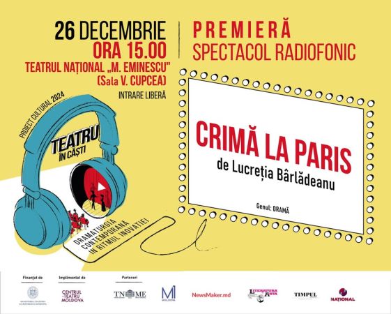 Premiera spectacolului radiofonic „Crimă la Paris”